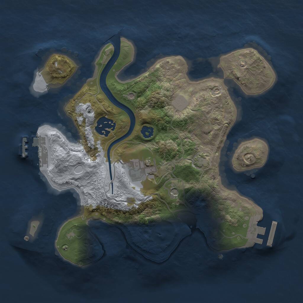Rust Map: Procedural Map, Size: 2400, Seed: 9877, 7 Monuments