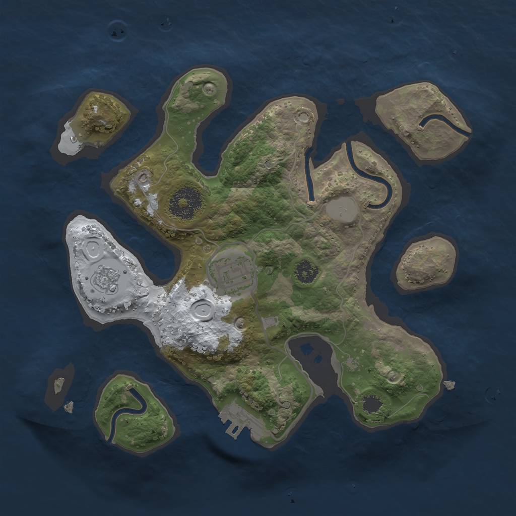 Rust Map: Procedural Map, Size: 2400, Seed: 9877, 8 Monuments