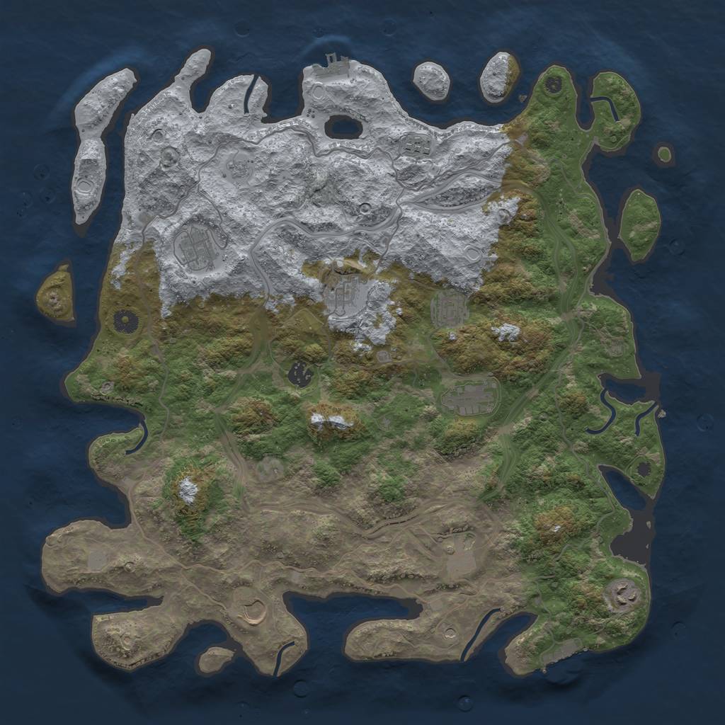 Rust Map: Procedural Map, Size: 4400, Seed: 207, 16 Monuments