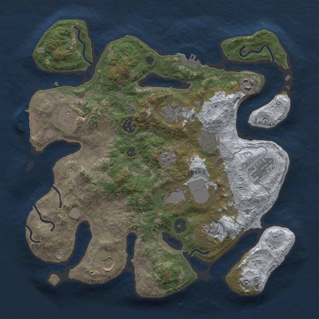 Rust Map: Procedural Map, Size: 3500, Seed: 4966377, 19 Monuments