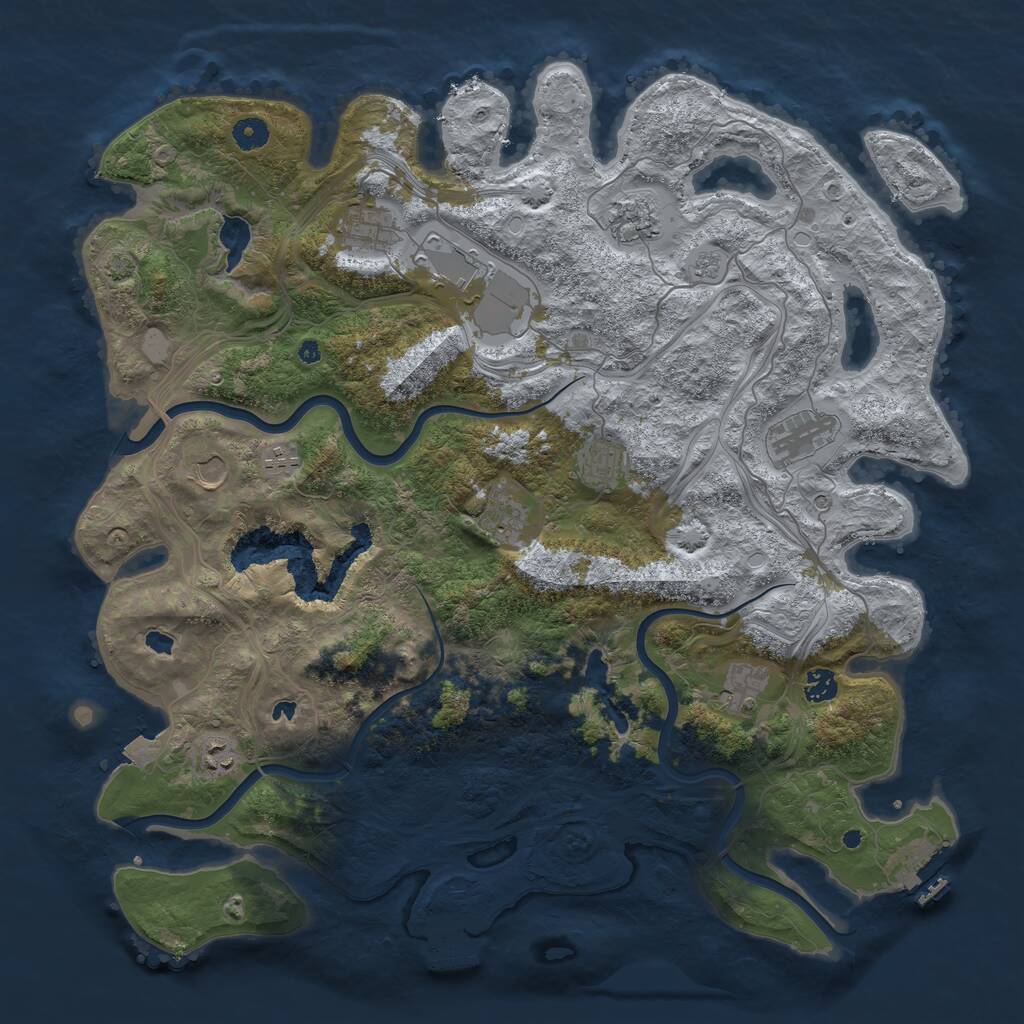 Rust Map: Procedural Map, Size: 4500, Seed: 838268999, 17 Monuments