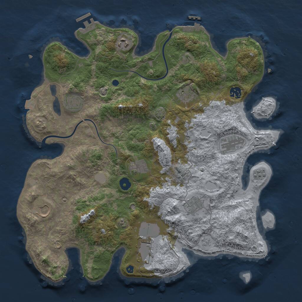 Rust Map: Procedural Map, Size: 3850, Seed: 947873786, 16 Monuments