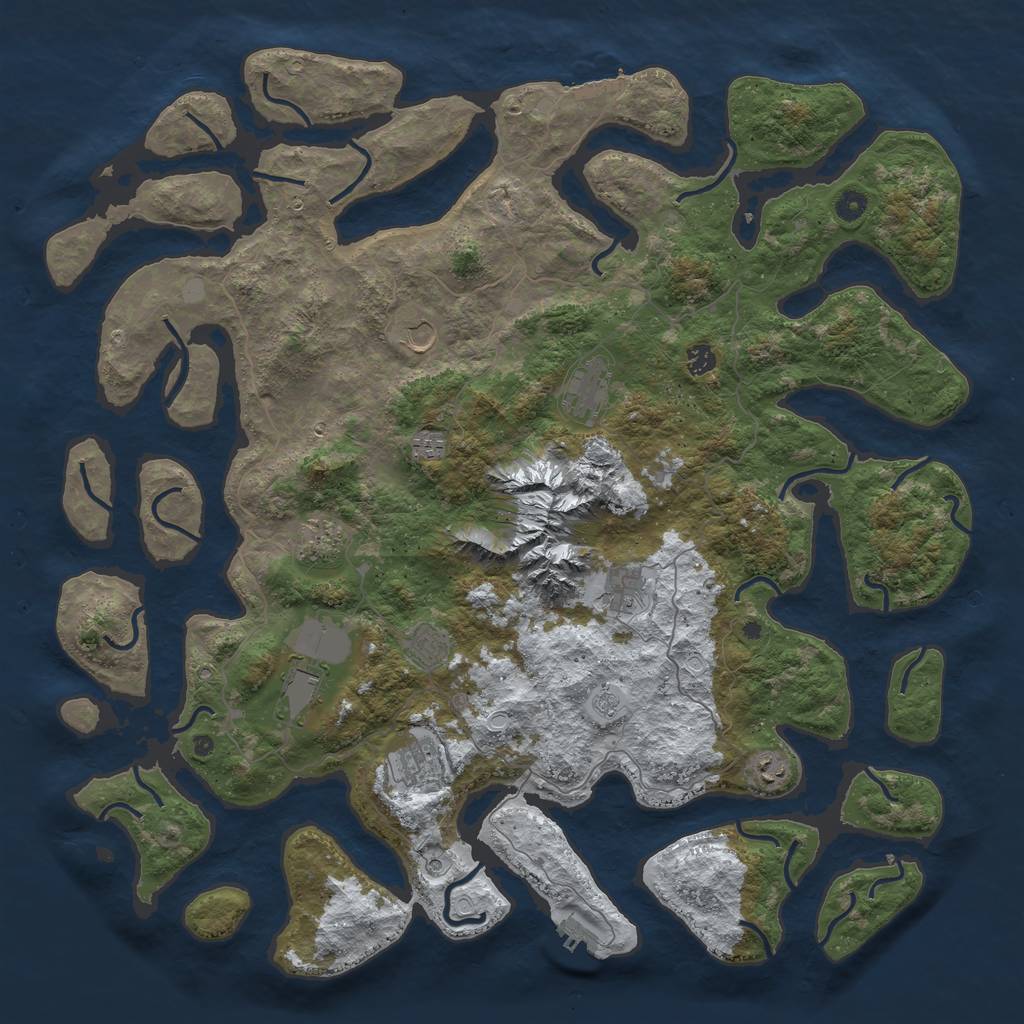 Rust Map: Procedural Map, Size: 5000, Seed: 666, 19 Monuments