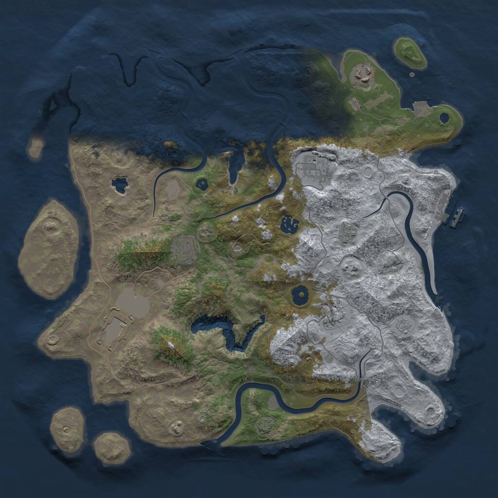 Rust Map: Procedural Map, Size: 4000, Seed: 957912, 13 Monuments