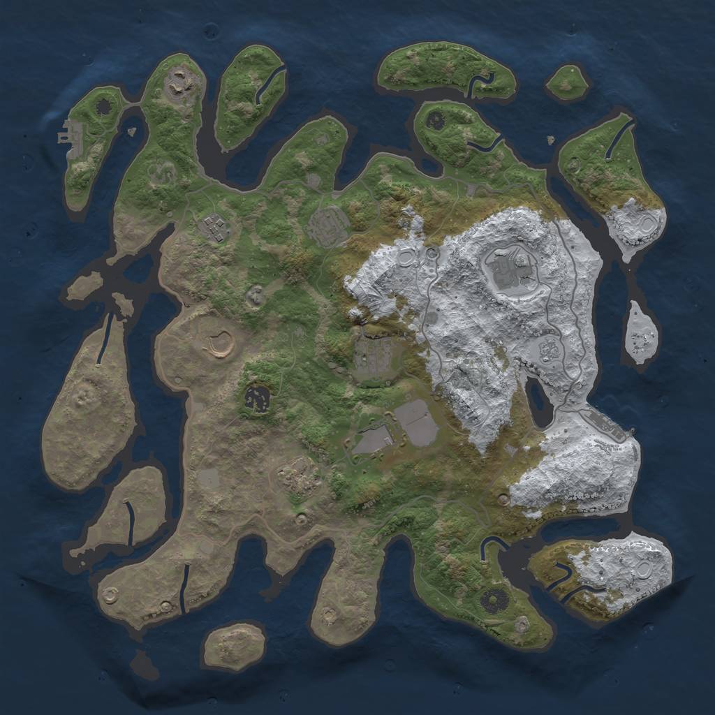 Rust Map: Procedural Map, Size: 4000, Seed: 1244543542, 18 Monuments