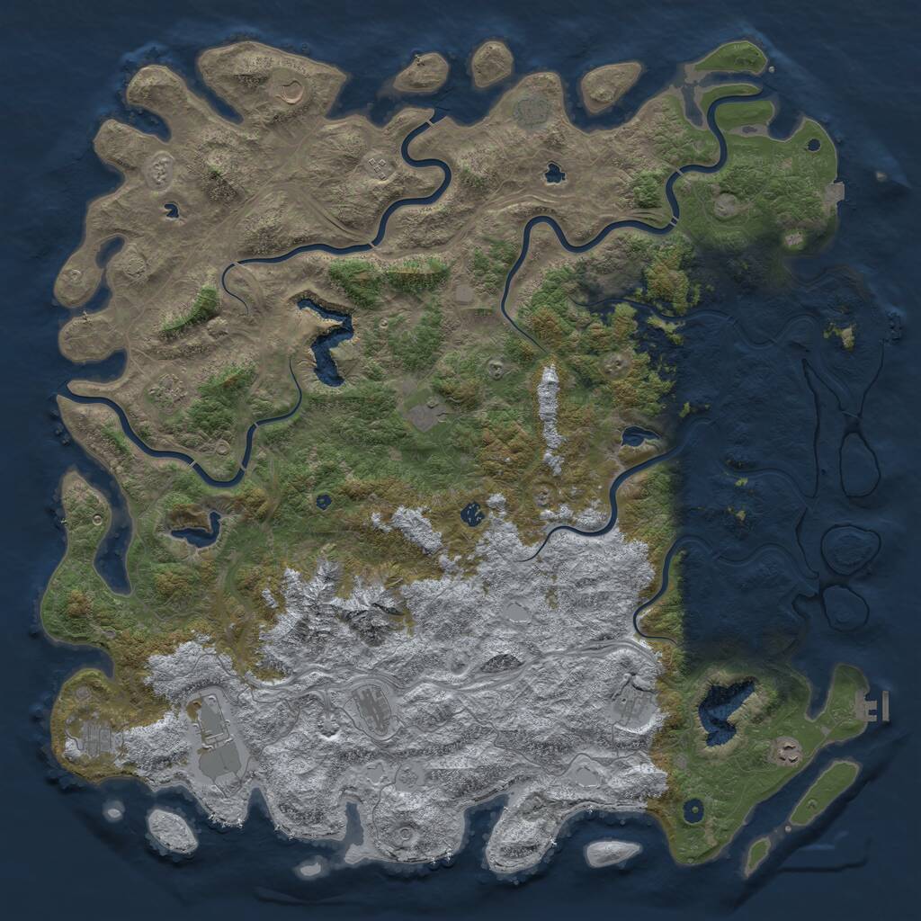 Rust Map: Procedural Map, Size: 6000, Seed: 420710, 17 Monuments