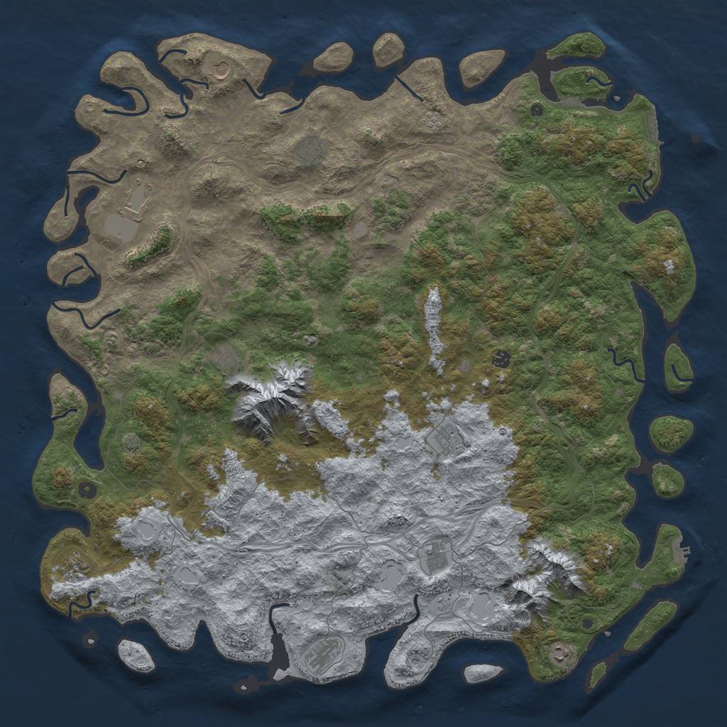 Rust Map: Procedural Map, Size: 6000, Seed: 420710, 19 Monuments