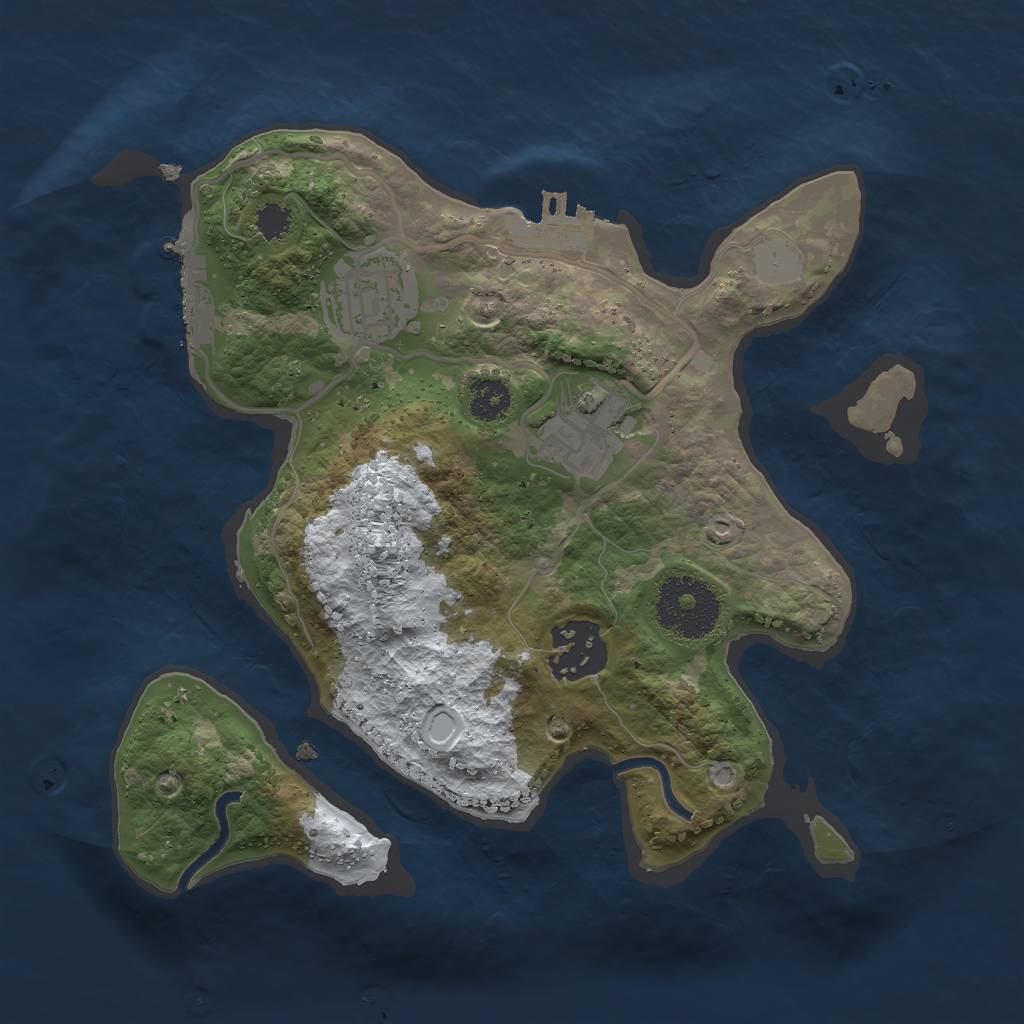 Rust Map: Procedural Map, Size: 2500, Seed: 54906, 10 Monuments