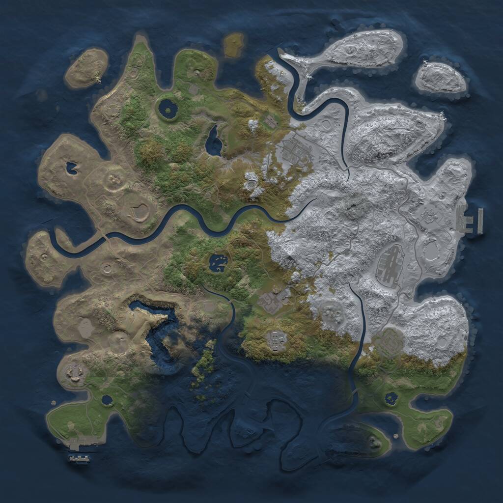 Rust Map: Procedural Map, Size: 4000, Seed: 1851197963, 14 Monuments