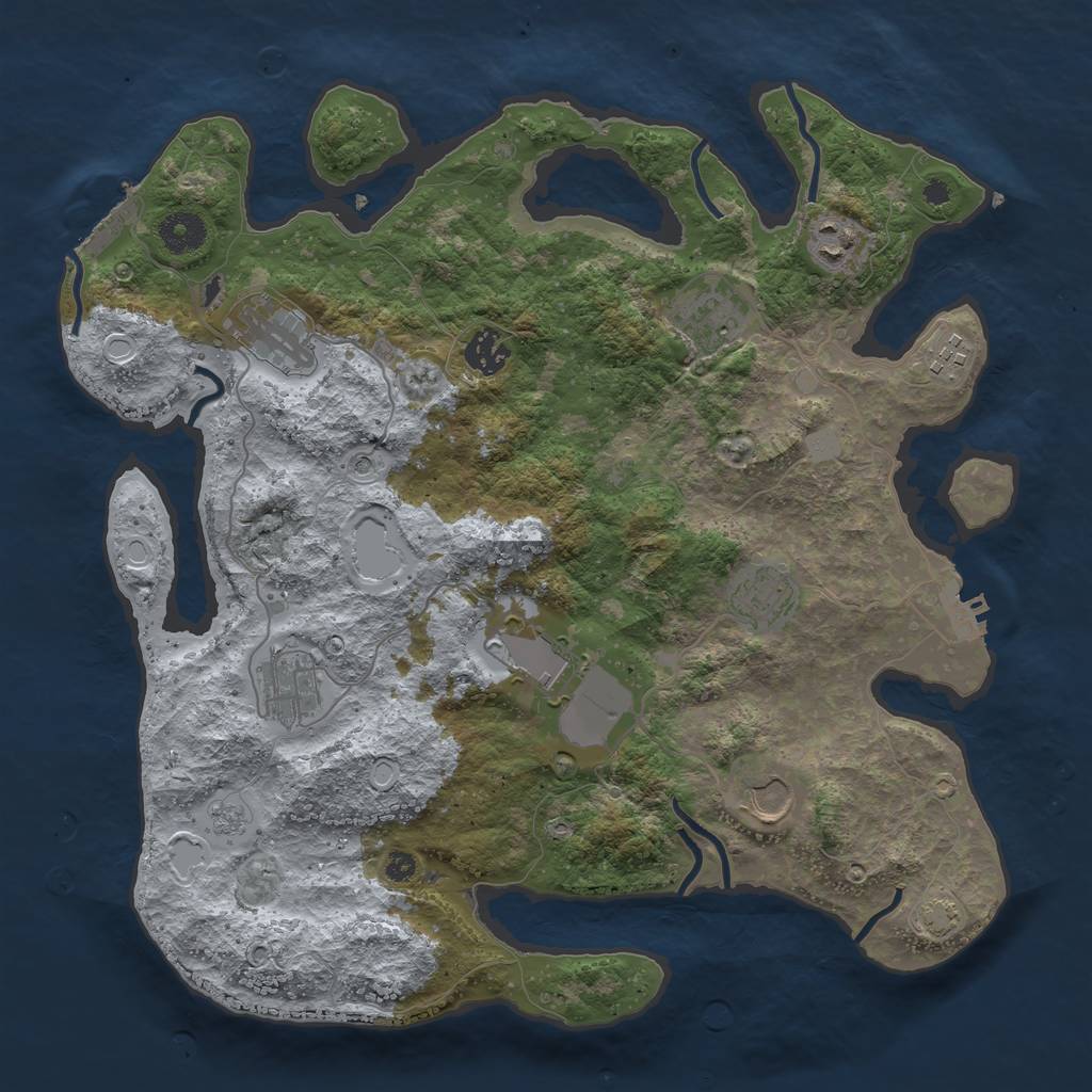 Rust Map: Procedural Map, Size: 3700, Seed: 1563506707, 17 Monuments