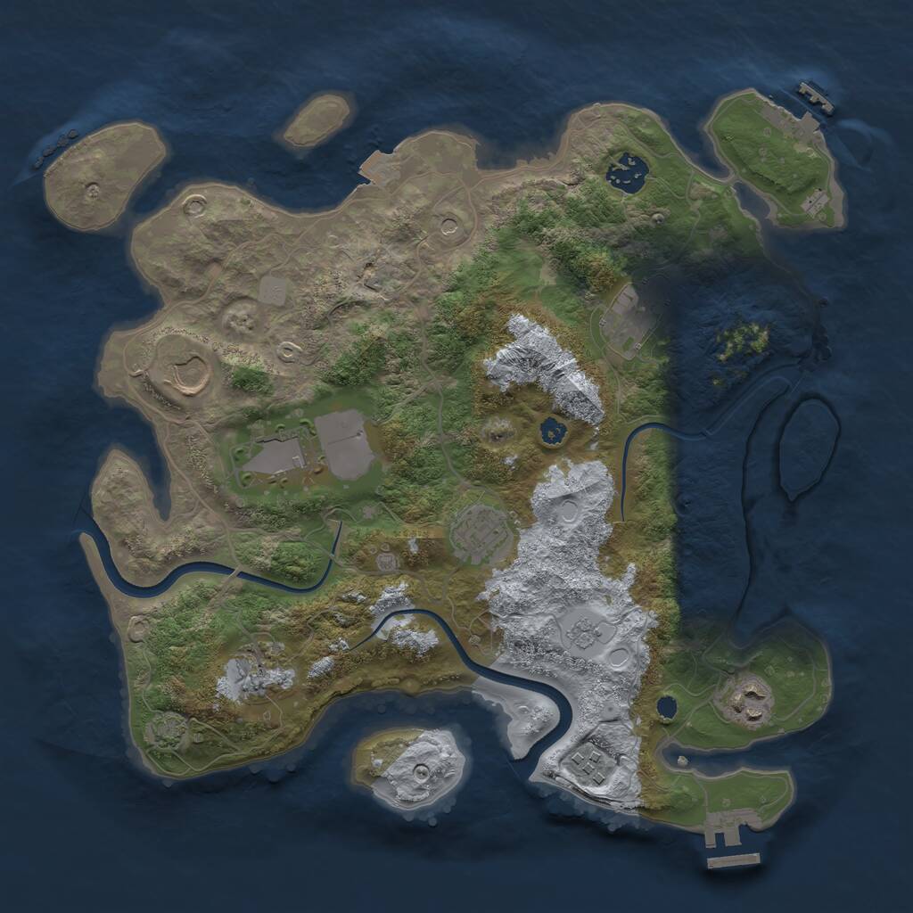 Rust Map: Procedural Map, Size: 3500, Seed: 1879008140, 14 Monuments