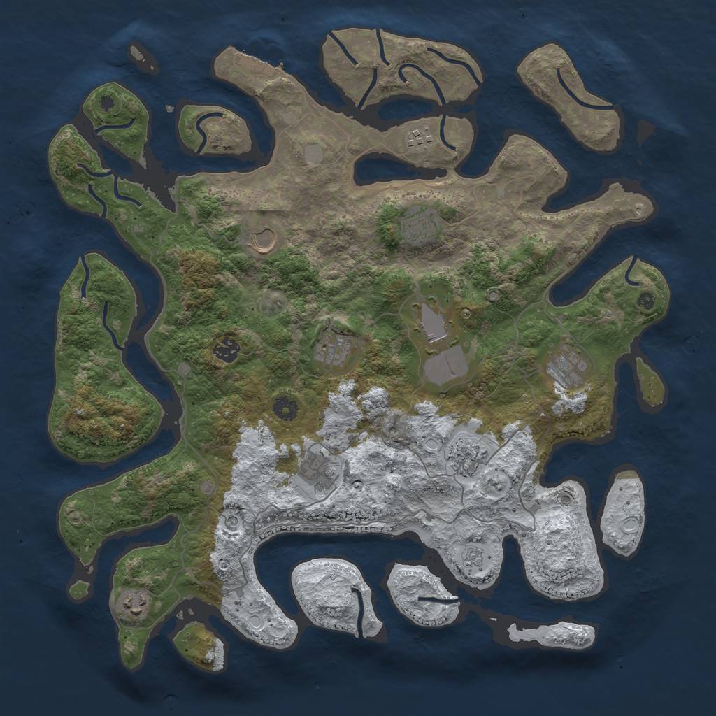Rust Map: Procedural Map, Size: 4300, Seed: 987654321, 18 Monuments