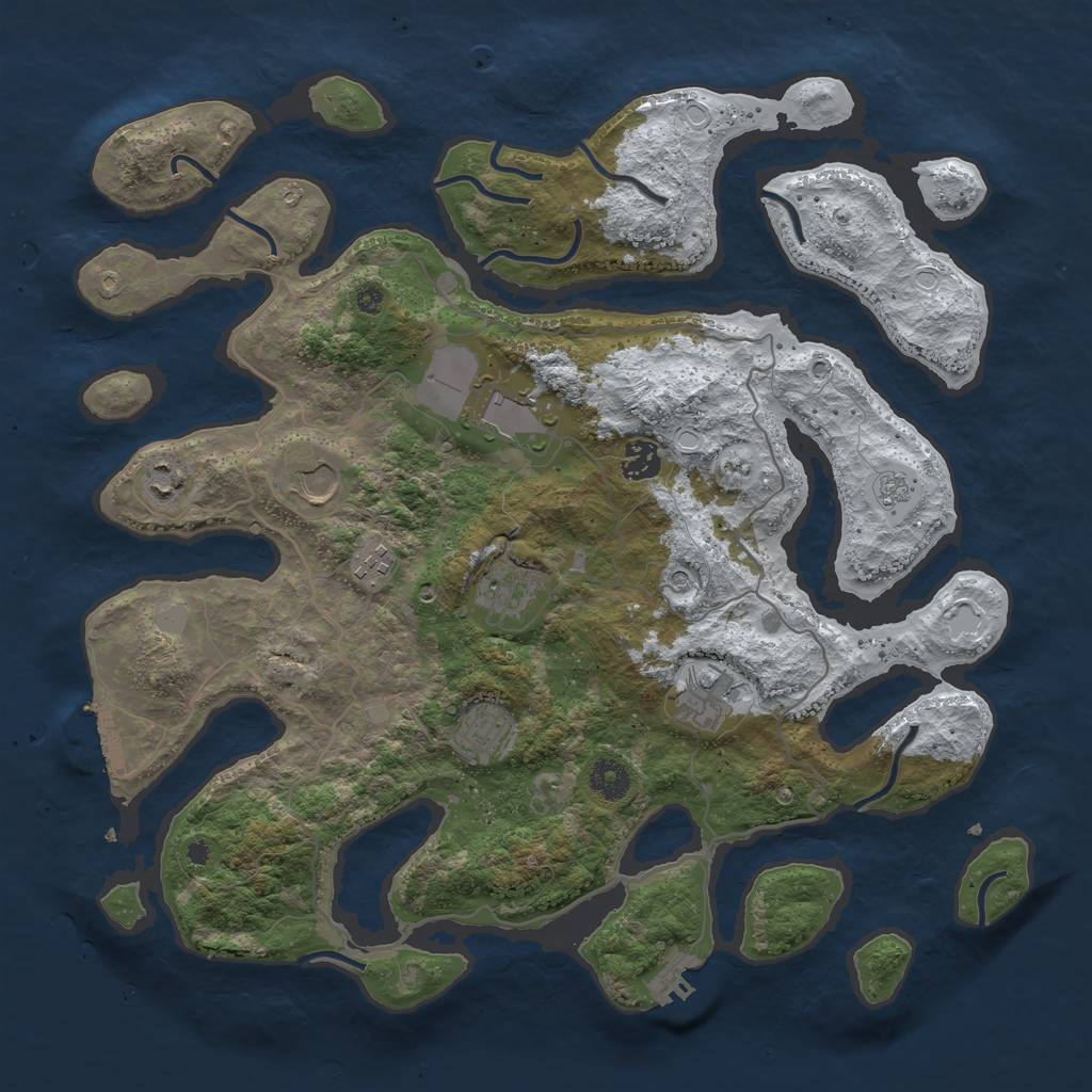 Rust Map: Procedural Map, Size: 4000, Seed: 83550074, 17 Monuments