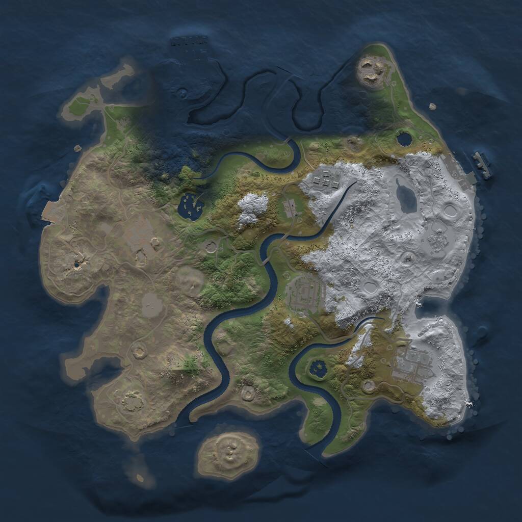 Rust Map: Procedural Map, Size: 3000, Seed: 1244543542, 12 Monuments