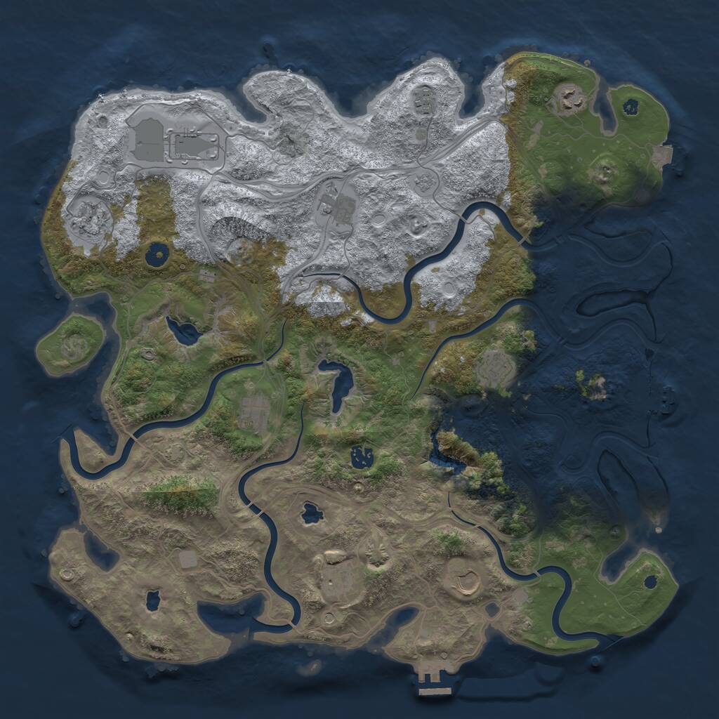 Rust Map: Procedural Map, Size: 4500, Seed: 10209, 16 Monuments