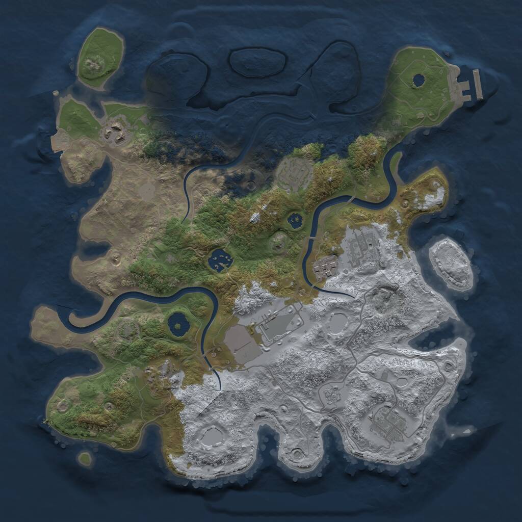 Rust Map: Procedural Map, Size: 3500, Seed: 1711554368, 13 Monuments
