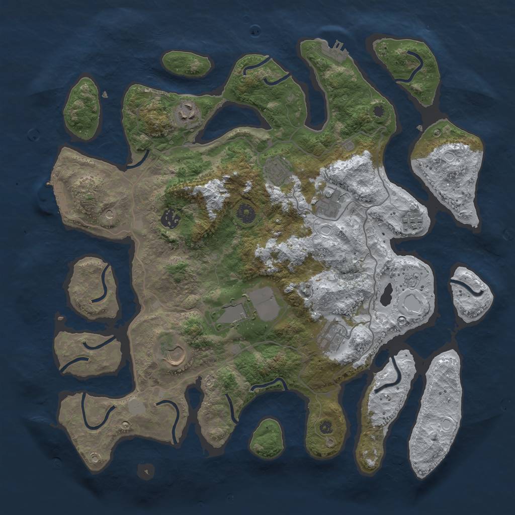 Rust Map: Procedural Map, Size: 4000, Seed: 976615, 17 Monuments