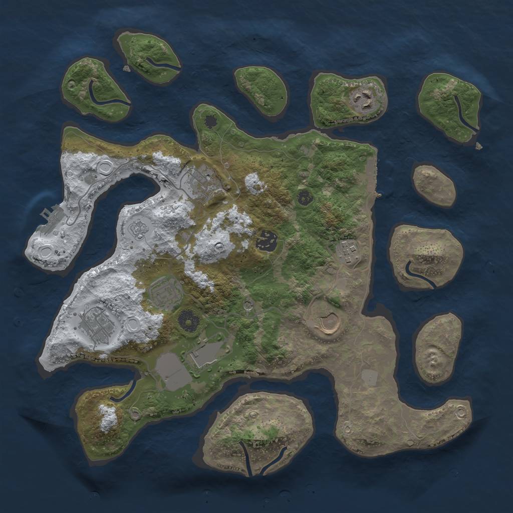 Rust Map: Procedural Map, Size: 3550, Seed: 884672, 17 Monuments