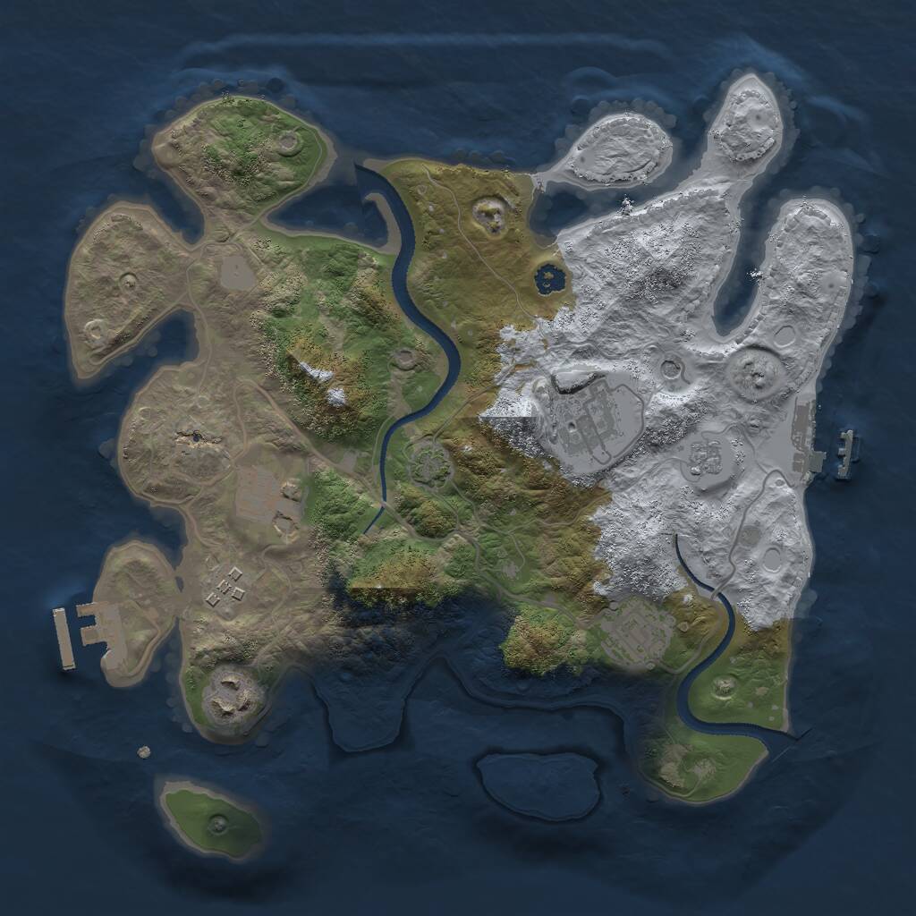 Rust Map: Procedural Map, Size: 3000, Seed: 1177359865, 11 Monuments