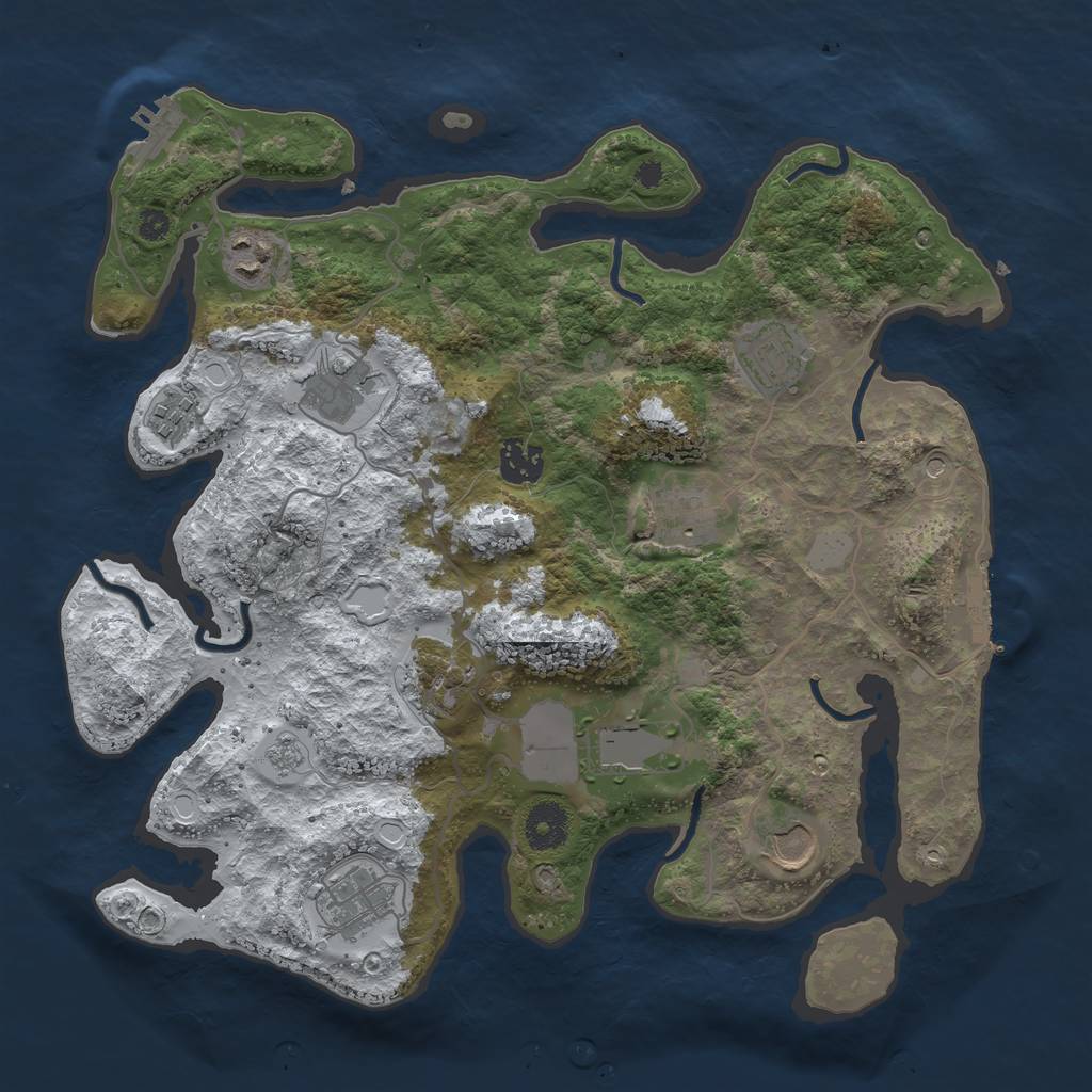 Rust Map: Procedural Map, Size: 3550, Seed: 879304, 19 Monuments