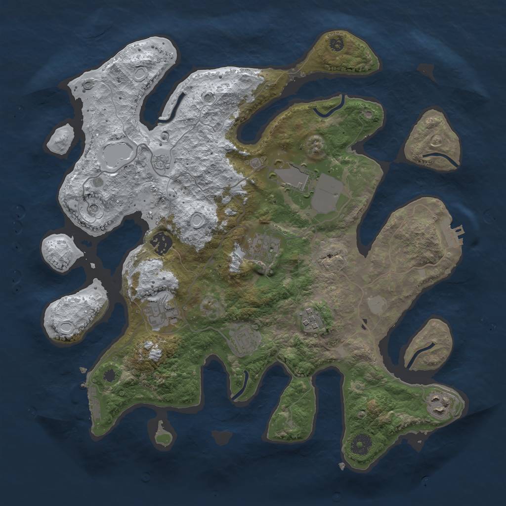 Rust Map: Procedural Map, Size: 3550, Seed: 164749, 16 Monuments
