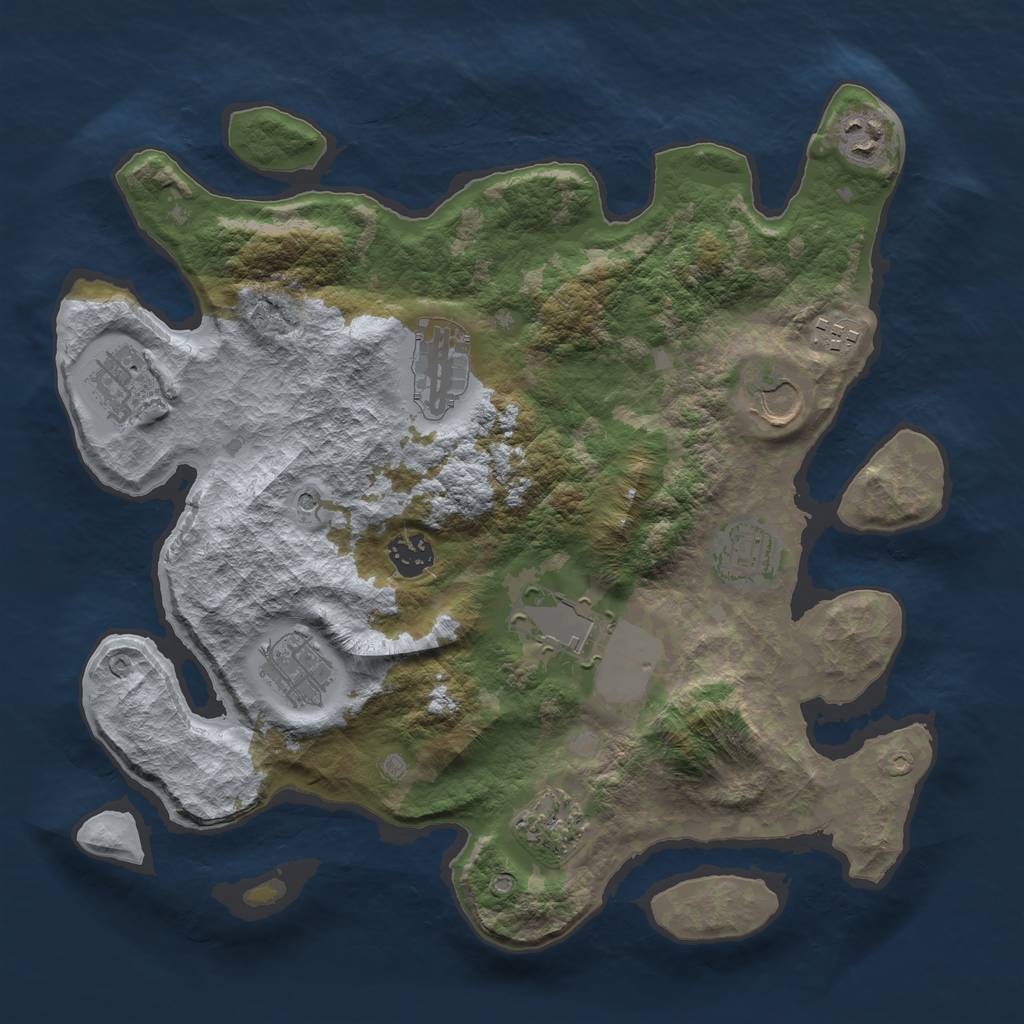 Rust Map: Barren, Size: 3500, Seed: 1465245998, 13 Monuments