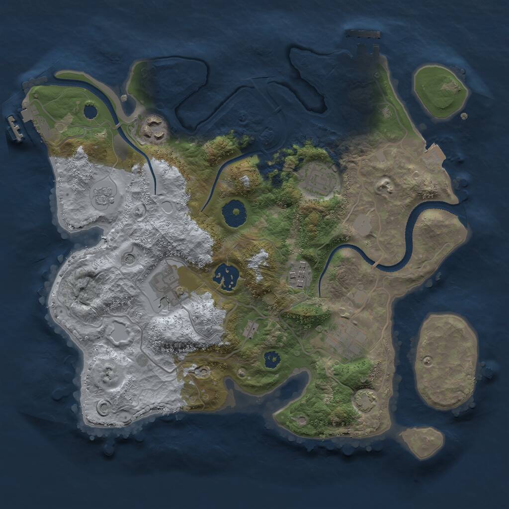 Rust Map: Procedural Map, Size: 3000, Seed: 2433356, 12 Monuments