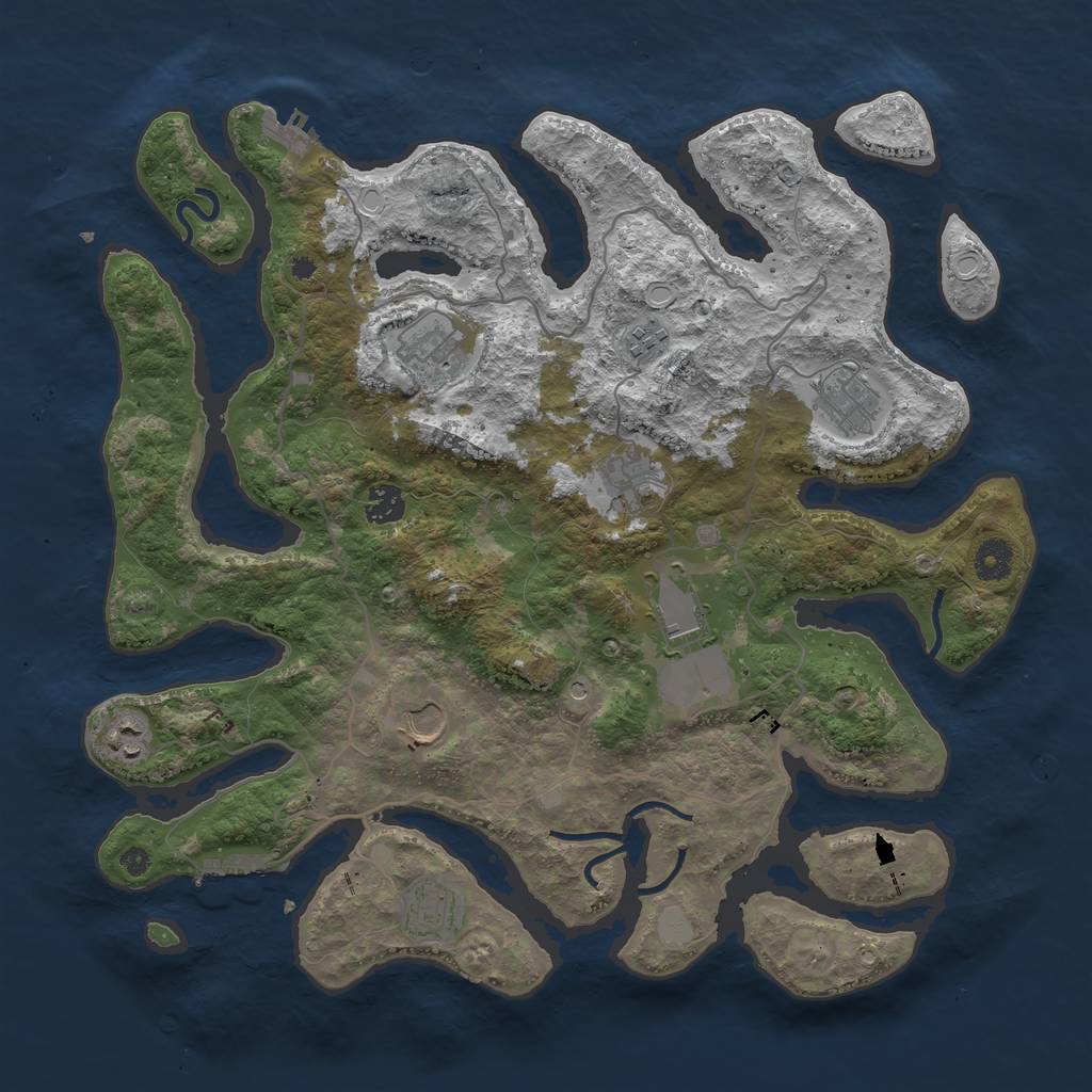 Rust Map: Procedural Map, Size: 4000, Seed: 414918, 17 Monuments