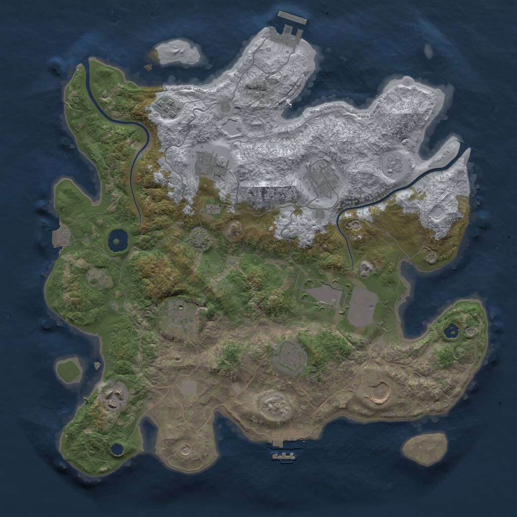 Rust Map: Procedural Map, Size: 3550, Seed: 499662, 14 Monuments