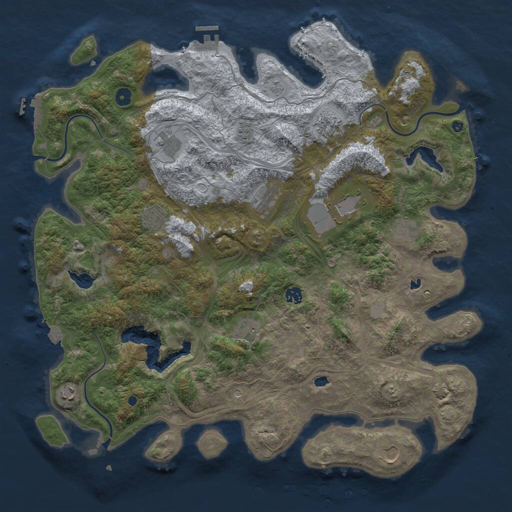 Rust Map: Procedural Map, Size: 4500, Seed: 1016898292, 17 Monuments