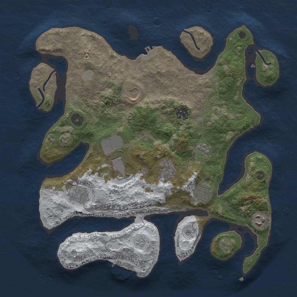 Rust Map: Procedural Map, Size: 3550, Seed: 582599, 17 Monuments