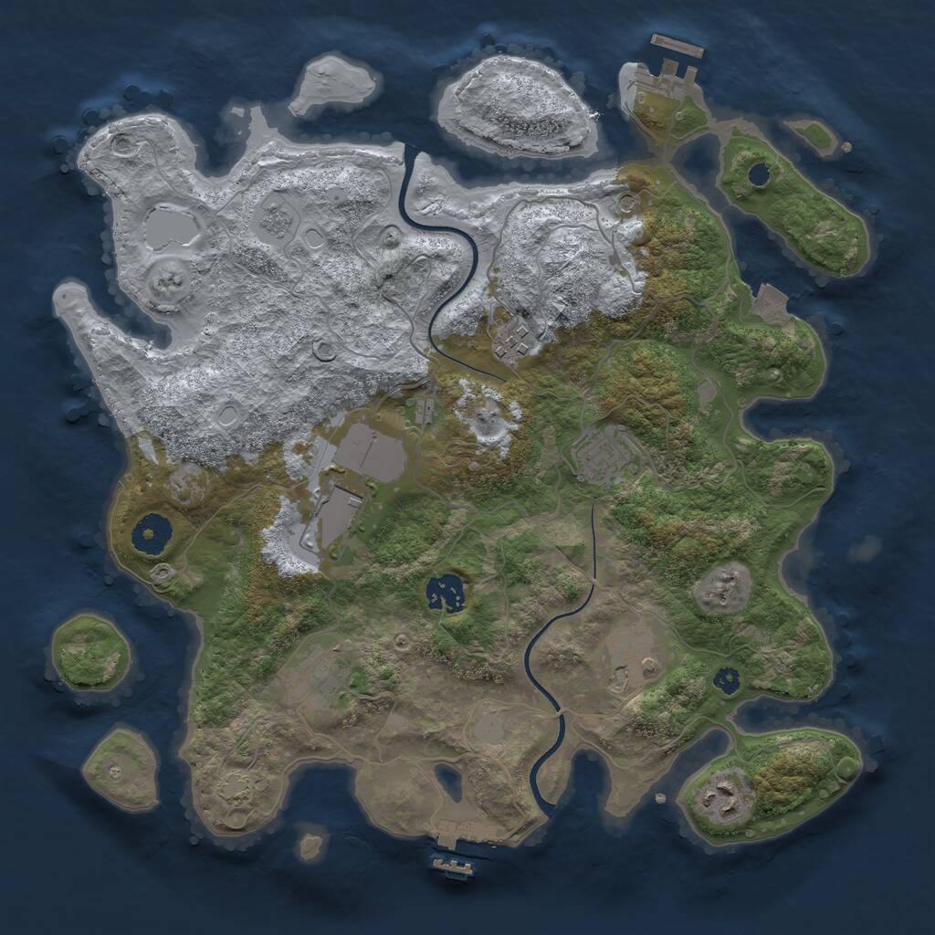Rust Map: Procedural Map, Size: 3550, Seed: 827732, 13 Monuments