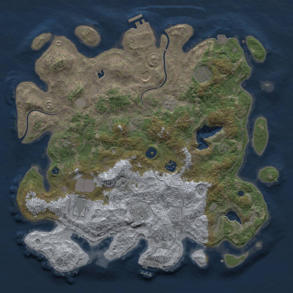 Rust Map: Procedural Map, Size: 4000, Seed: 274983, 13 Monuments