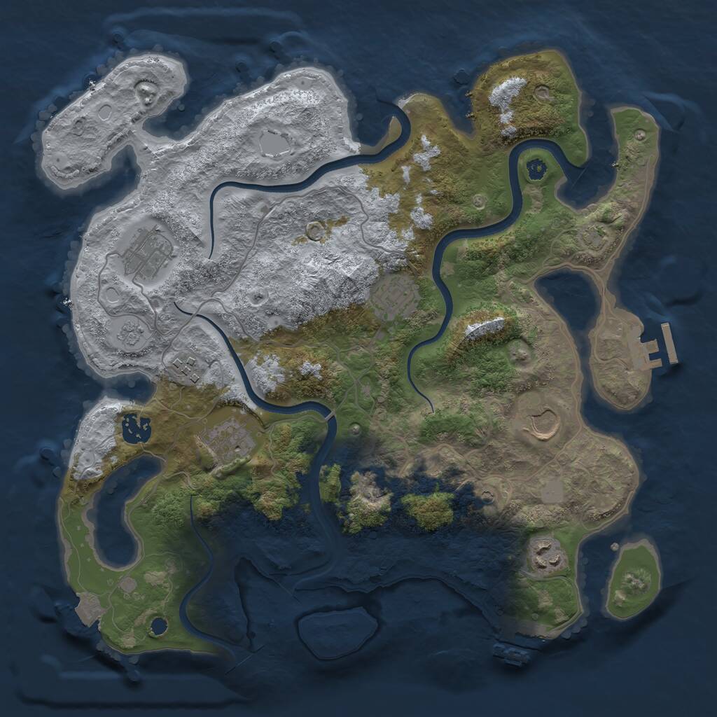 Rust Map: Procedural Map, Size: 3500, Seed: 206979207, 13 Monuments