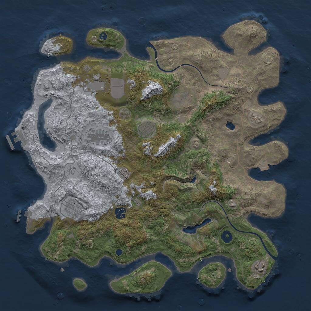 Rust Map: Procedural Map, Size: 4000, Seed: 1234567390, 14 Monuments