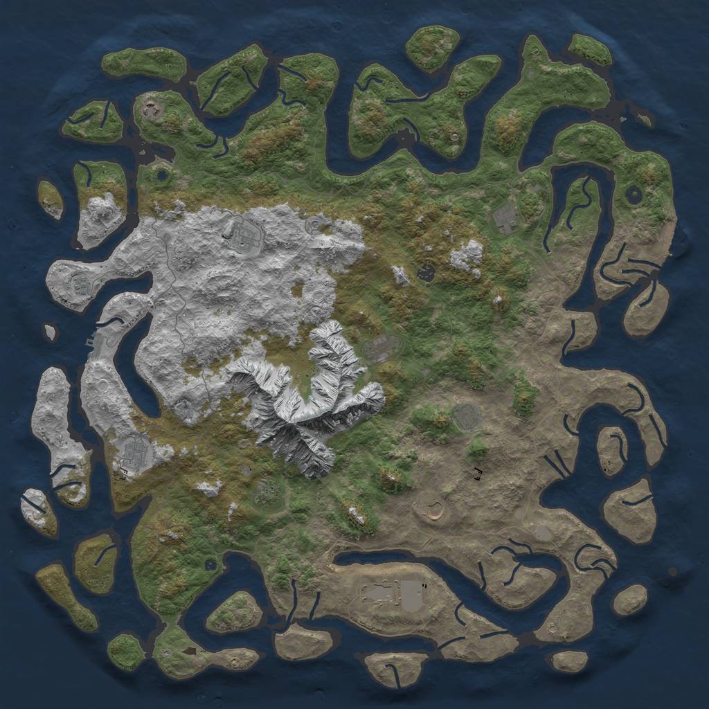 Rust Map: Procedural Map, Size: 6000, Seed: 1234567, 19 Monuments