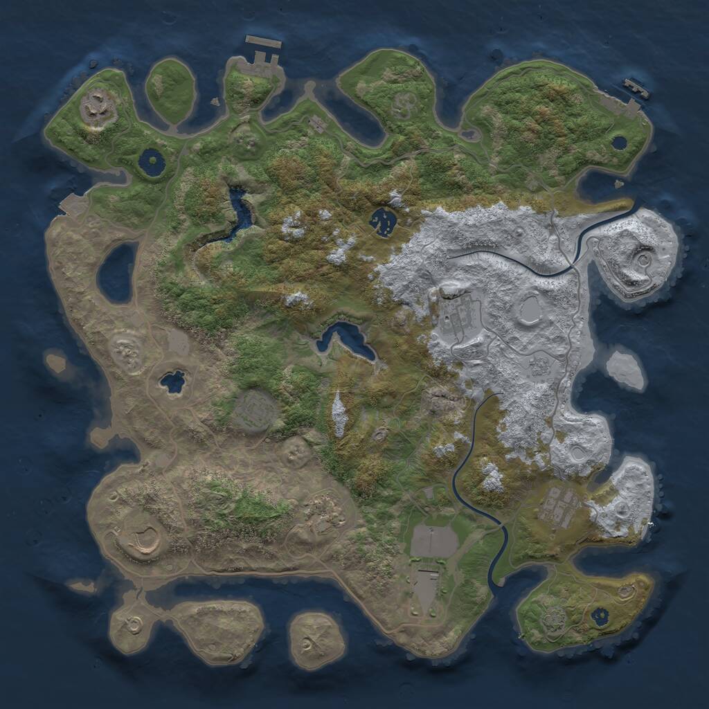 Rust Map: Procedural Map, Size: 4000, Seed: 867844, 14 Monuments
