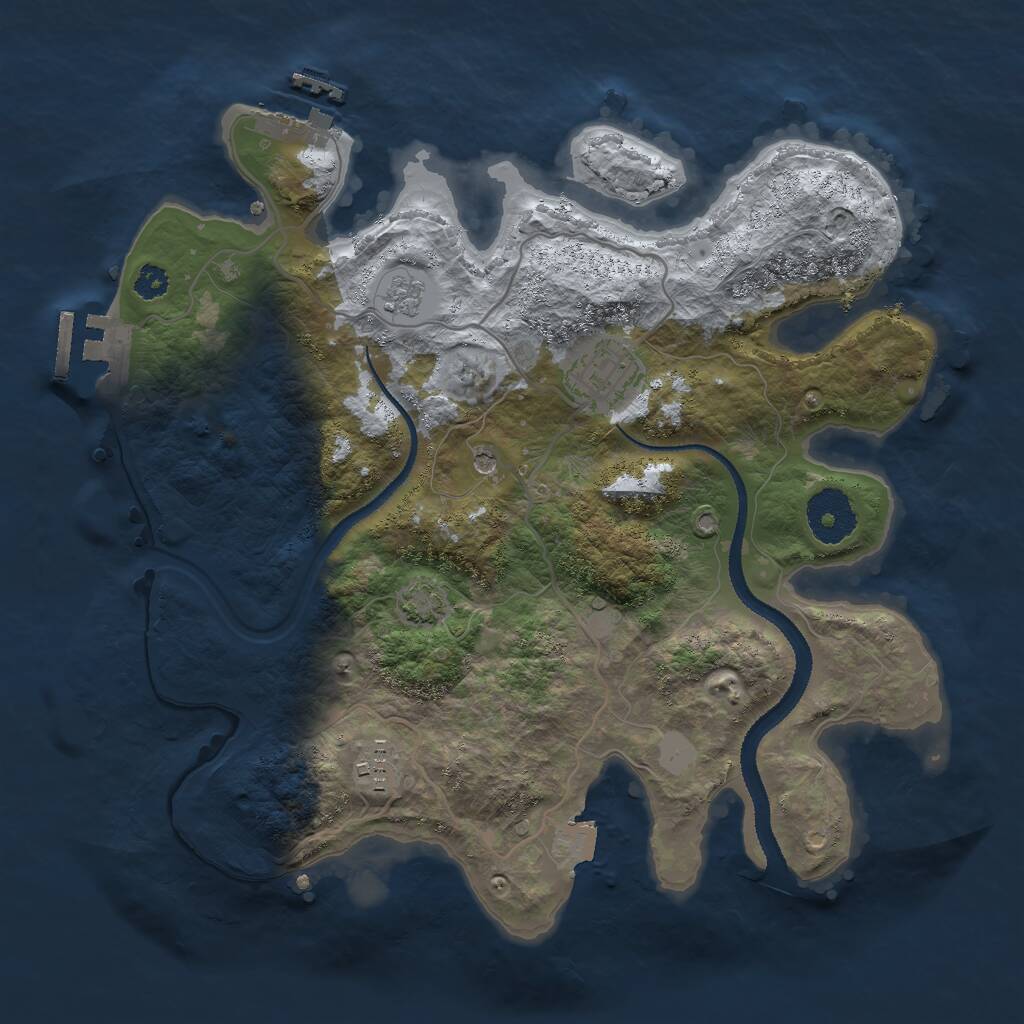 Rust Map: Procedural Map, Size: 3000, Seed: 205856805, 8 Monuments