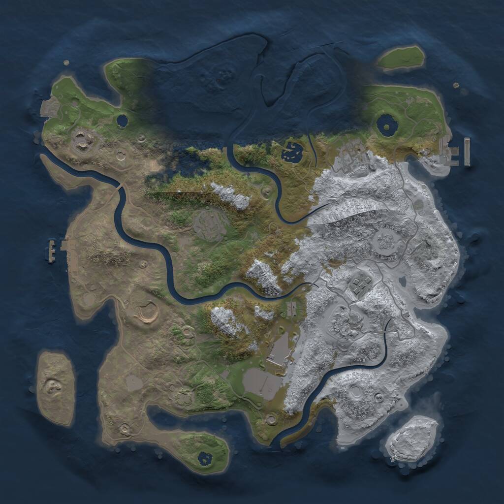 Rust Map: Procedural Map, Size: 3550, Seed: 732796, 14 Monuments