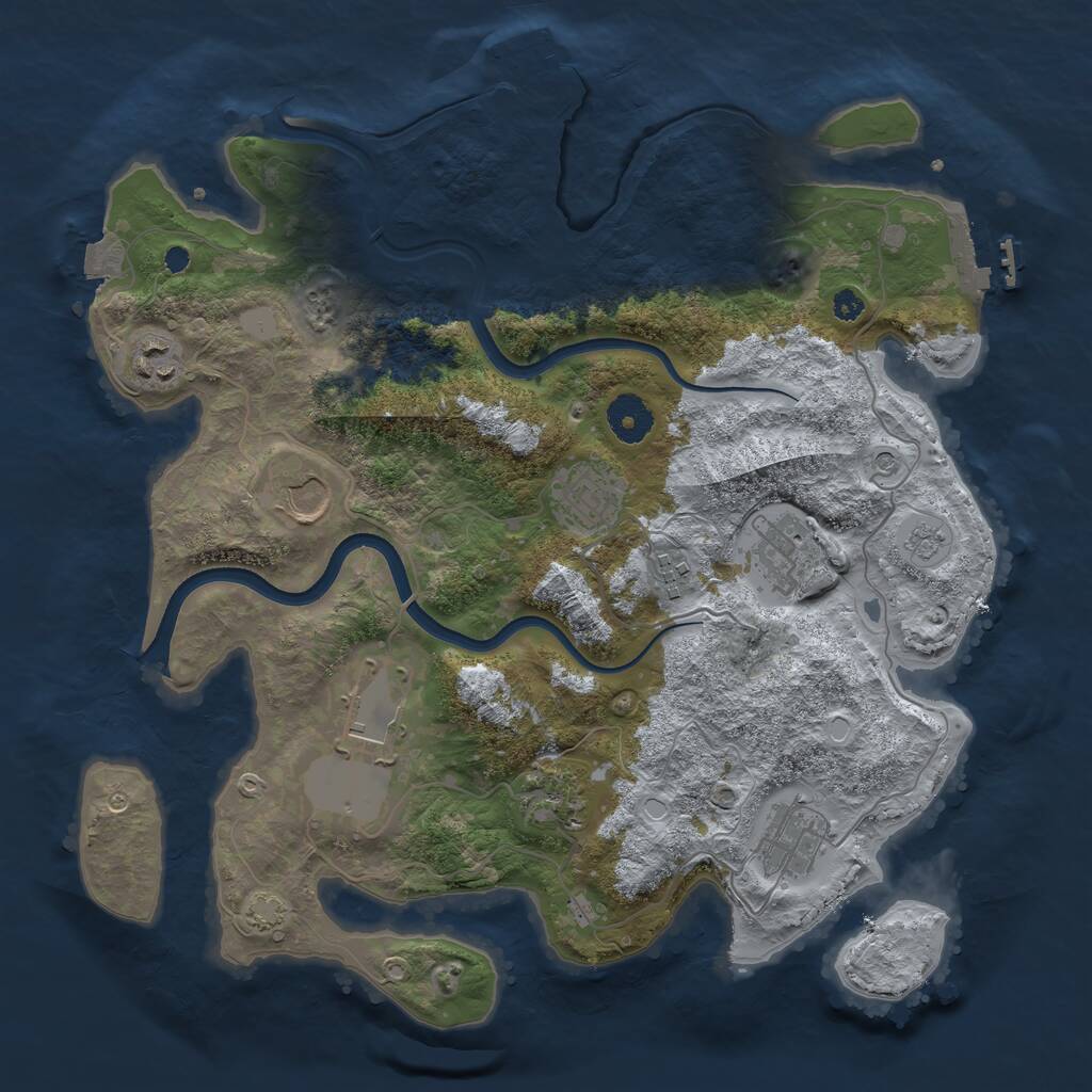 Rust Map: Procedural Map, Size: 3550, Seed: 732796, 14 Monuments