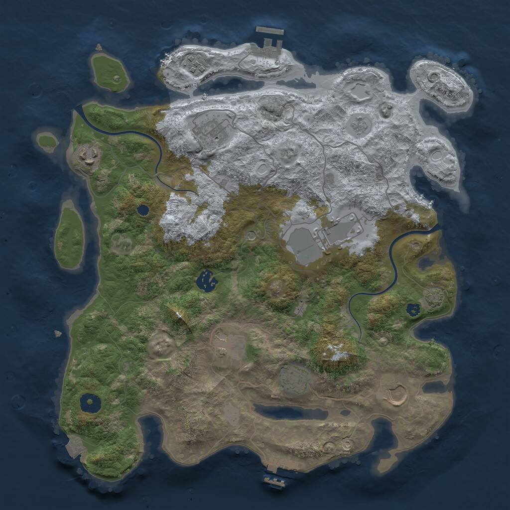Rust Map: Procedural Map, Size: 3700, Seed: 58647272, 14 Monuments