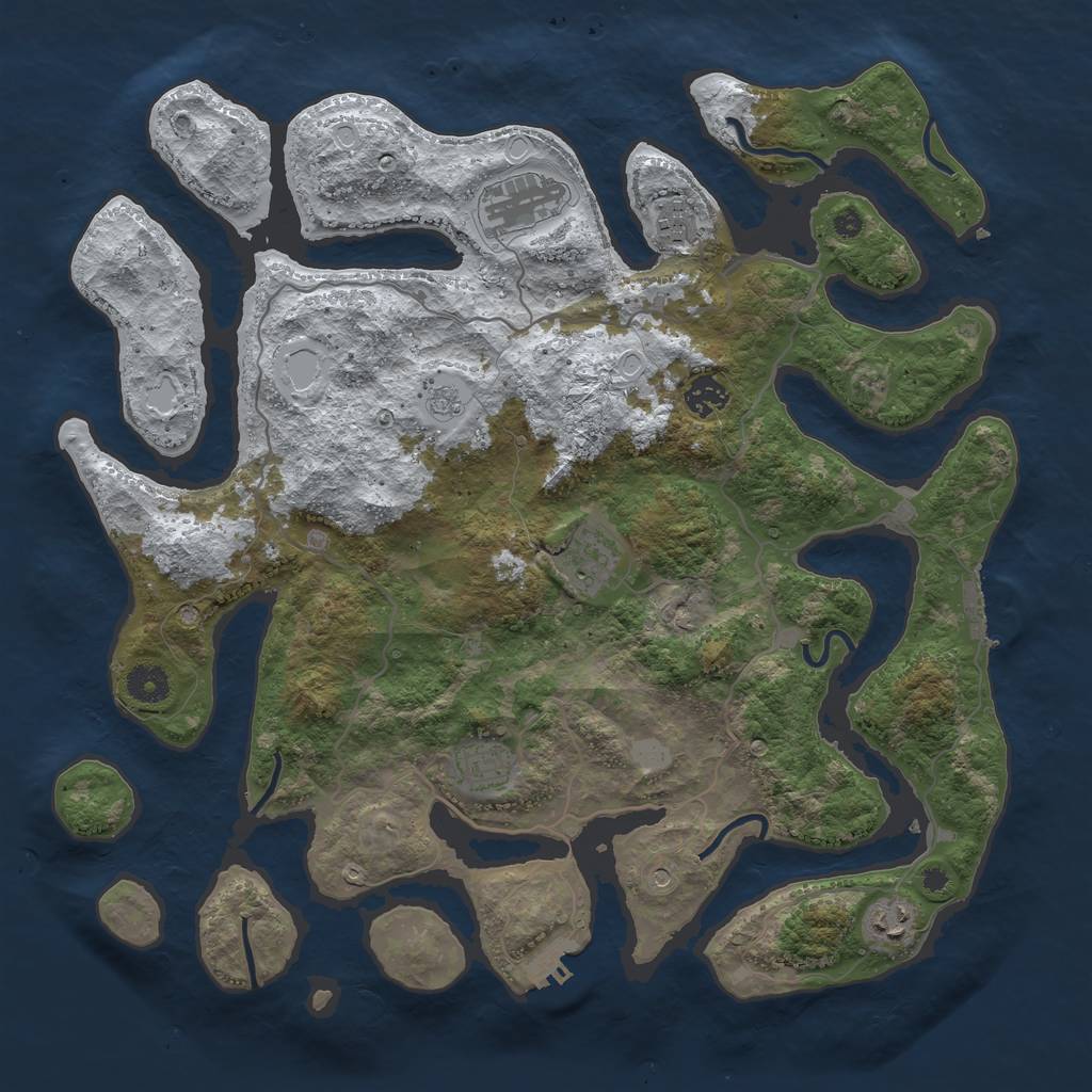 Rust Map: Procedural Map, Size: 4000, Seed: 827732, 15 Monuments
