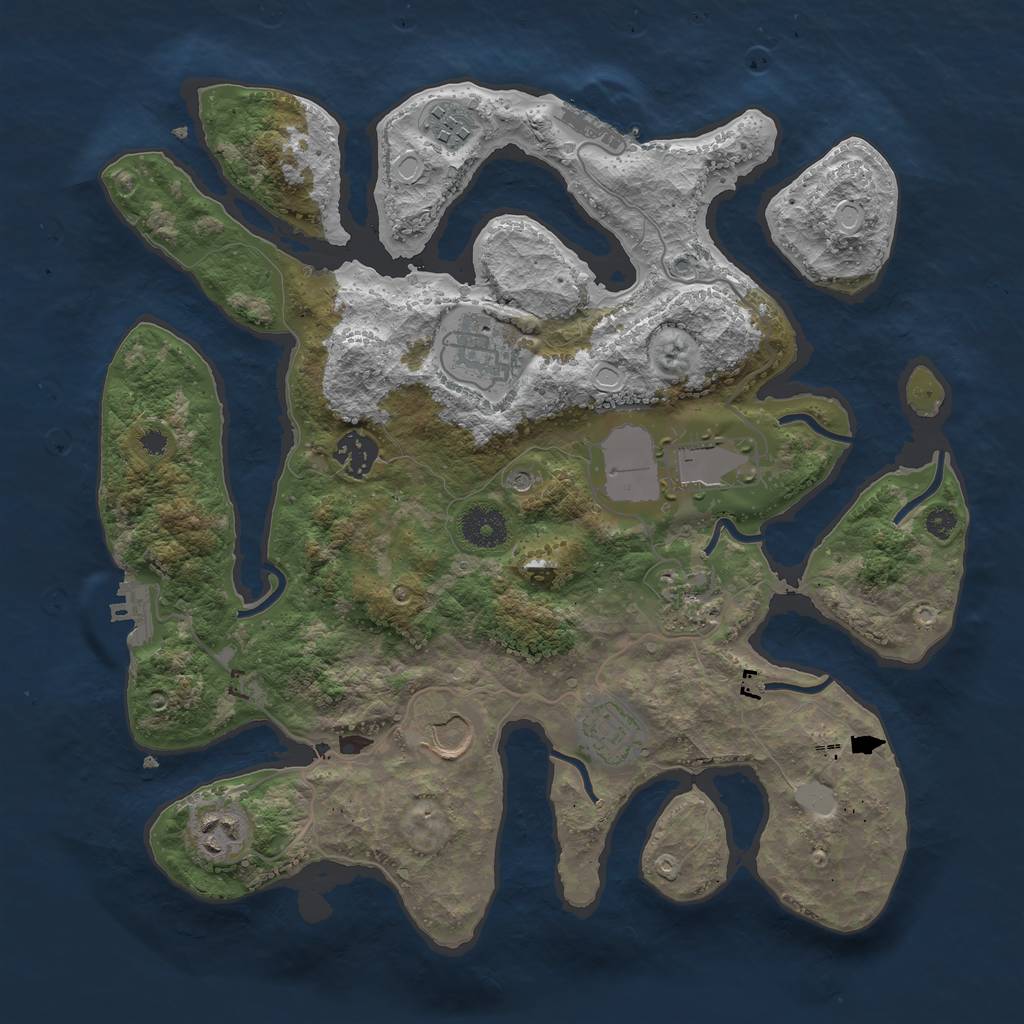 Rust Map: Procedural Map, Size: 3500, Seed: 205856805, 16 Monuments