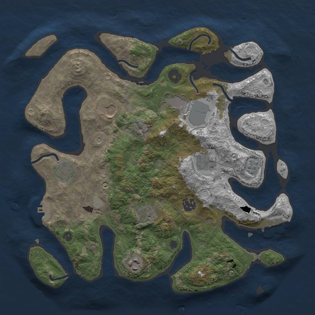 Rust Map: Procedural Map, Size: 3500, Seed: 748190754, 16 Monuments