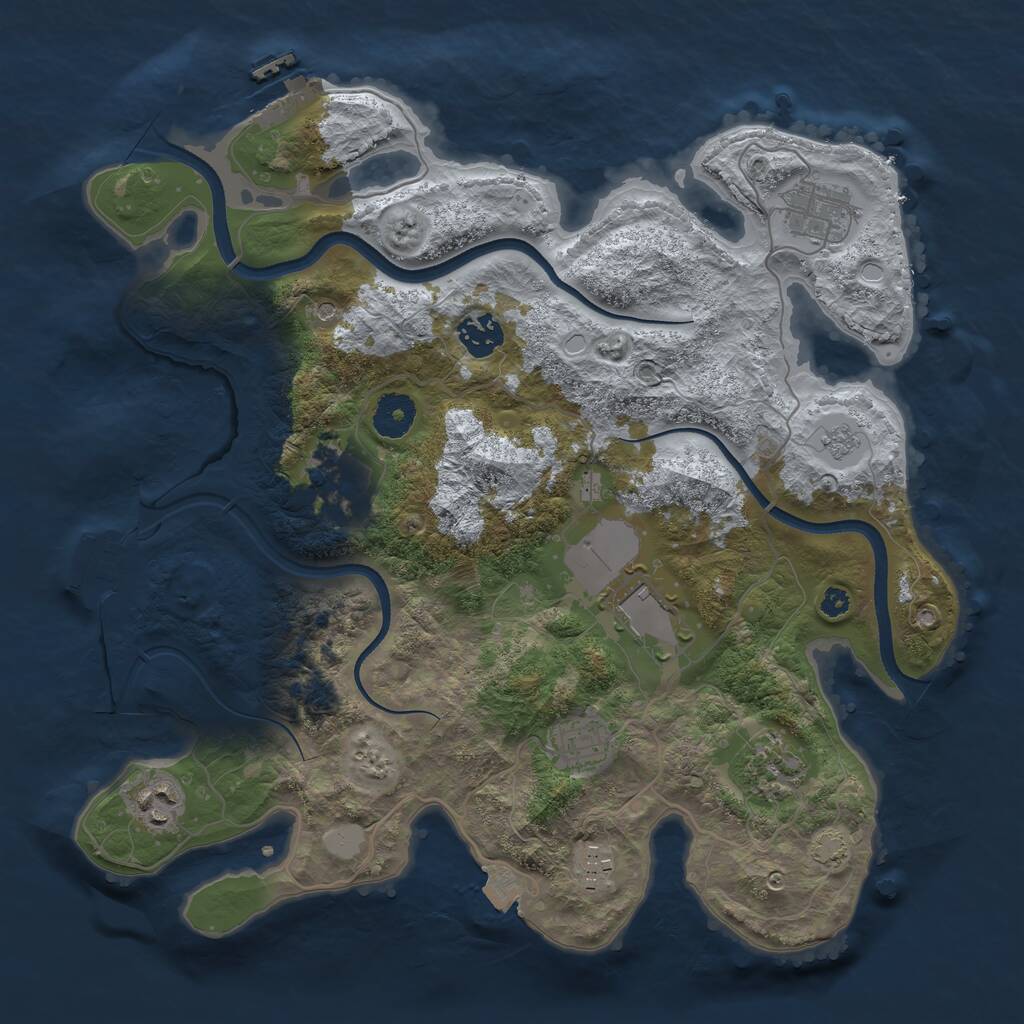 Rust Map: Procedural Map, Size: 3550, Seed: 588756, 14 Monuments