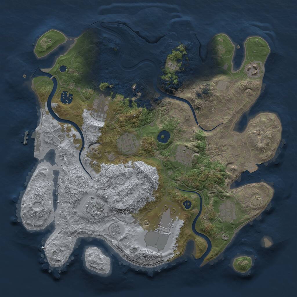 Rust Map: Procedural Map, Size: 3500, Seed: 1739846106, 15 Monuments