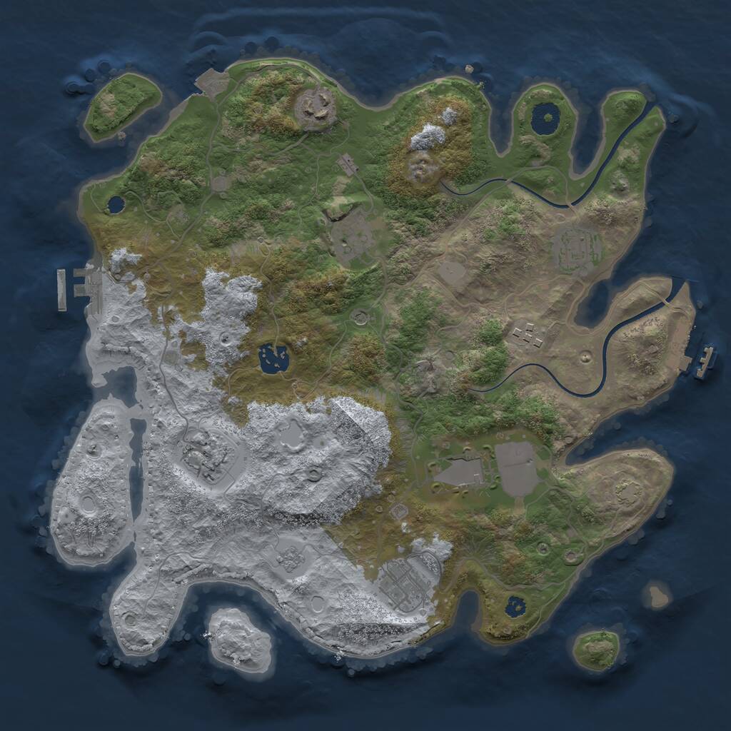 Rust Map: Procedural Map, Size: 3500, Seed: 1739846106, 14 Monuments