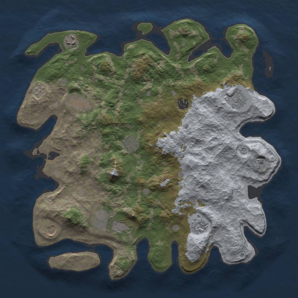 Rust Map: Barren, Size: 4000, Seed: 5403, 12 Monuments