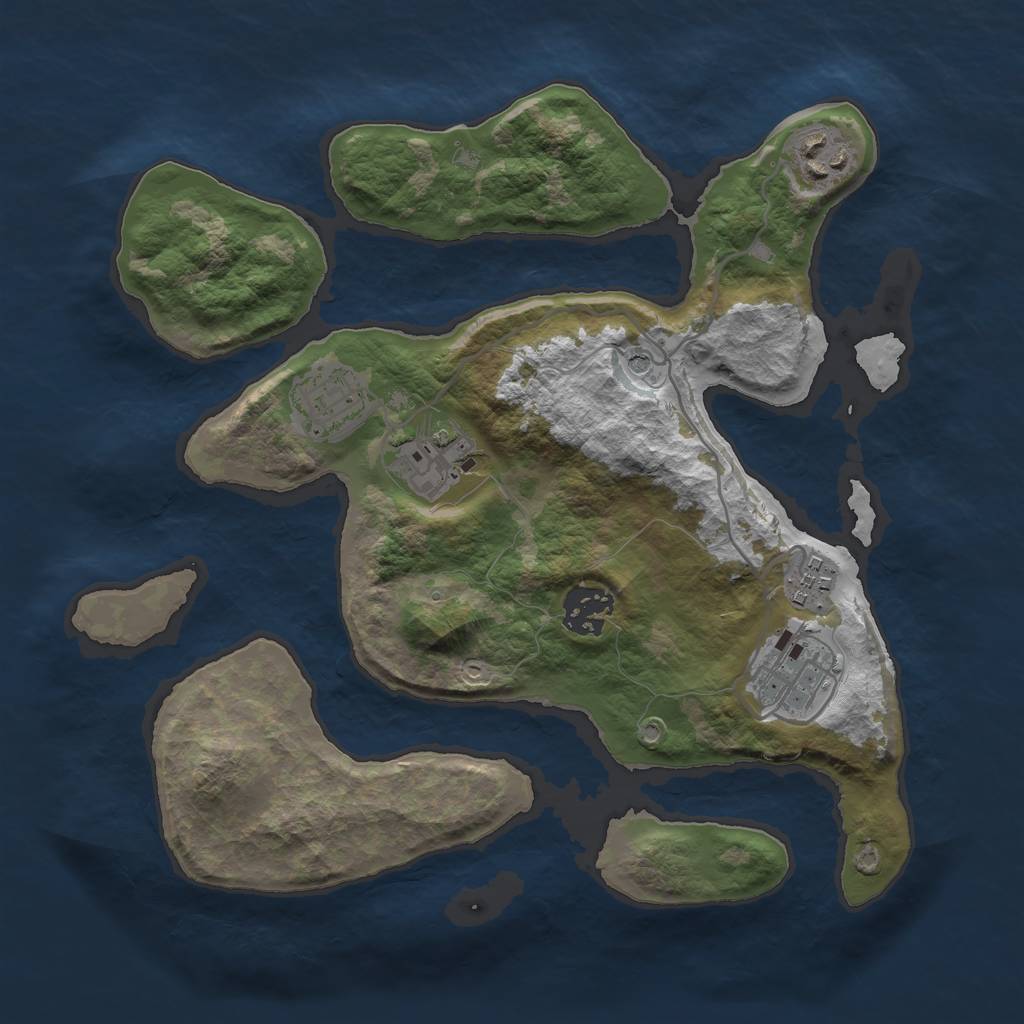 Rust Map: Barren, Size: 3000, Seed: 1337, 9 Monuments