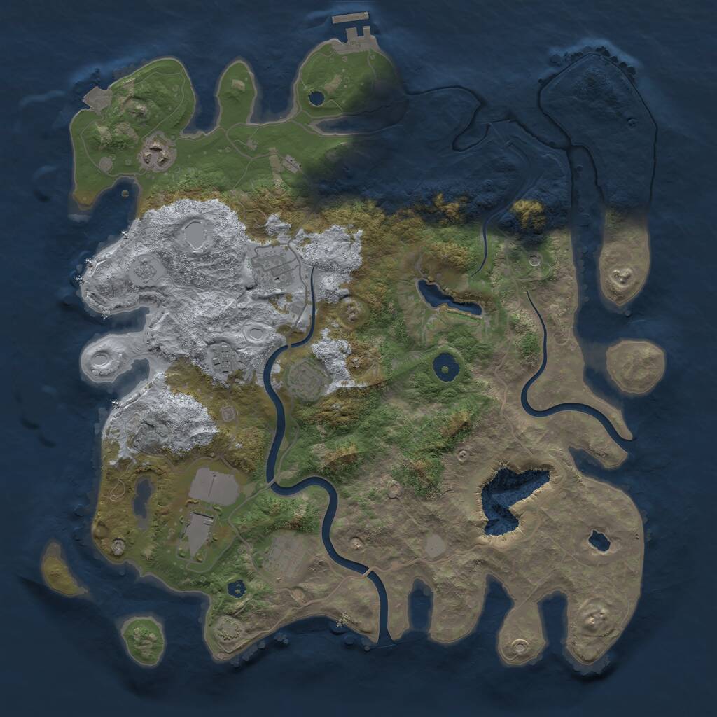 Rust Map: Procedural Map, Size: 4000, Seed: 716584946, 11 Monuments